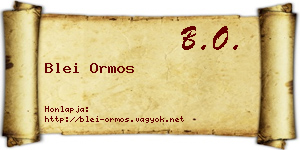 Blei Ormos névjegykártya